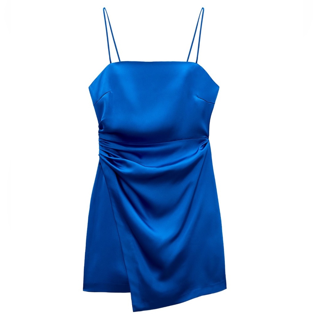 Zaea Elegant Blue Satin Dress NWT